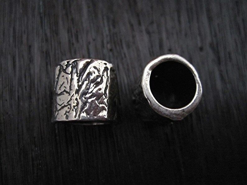 8mm ID Artisan, Textured, Sterling Silver Jewelry Bead and Slider one image 1