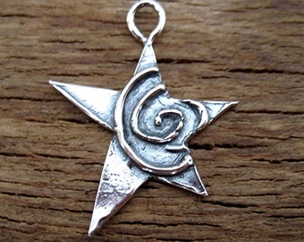 Artisan Sterling Silver Spiral Star Pendant and Charm (One Charm)