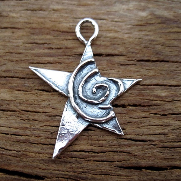 Artisan Sterling Silver Spiral Star Pendant and Charm (One Charm)