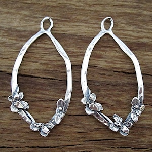 Beautiful Artisan Flower Earring Hoops and Earring Components in Sterling Silver (one pair)