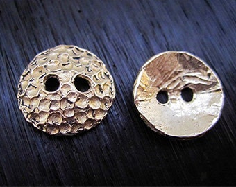 One Gold Bronze, Speckled, Dimpled, Artisan Button Clasp (one)