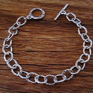 Organic Artisan Sterling Silver Textured Link Bracelet (multiple lengths available) - MADE TO ORDER