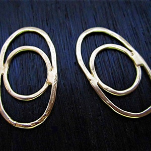 Artisan Handmade Gold Bronze Double Loop Jewelry Links set of 2 - Etsy