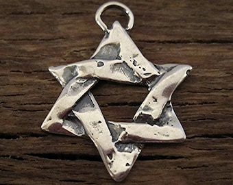 Artisan Handcrafted Star of David Religious Charm and Pendant in Sterling Silver (one) (A)