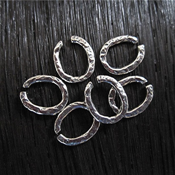 Rustic, Textured, Artisan, Sterling Silver Open Jump Ring (set of 6) (A)