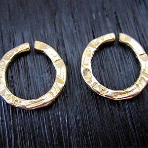Gold Bronze Rustic Textured Artisan Round Open Jump Rings (set of 2) (N)