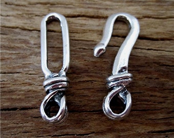 Classic Artisan Hook and Eye Clasp in Sterling Silver (one set)