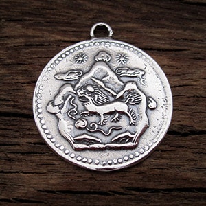 Red Bronze Reproduction of Tibetan 1949 Himalayan Mountain Scene Coin one A image 2