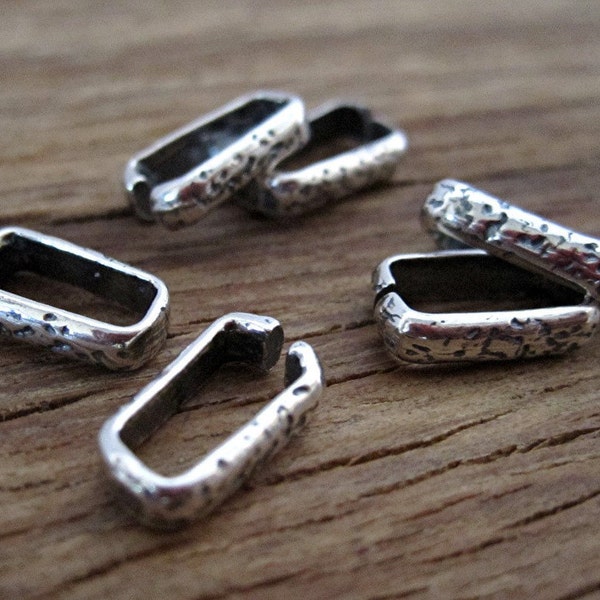 Artisan Rectangular Speckled Textured Open Jump Rings in Sterling Silver (ONE jump ring)