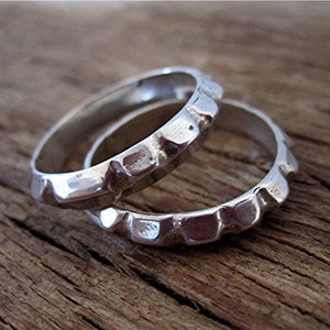 One Handmade Artisan Textured Carved Ring Closed Jump Ring and Link, and Charm Holder in Sterling Silver (one)