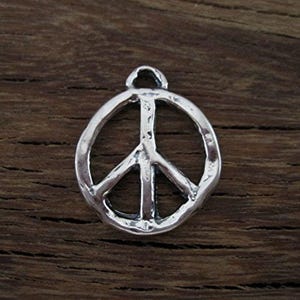 Grote sterlingzilveren hanger rustiek vredessymbool en vredesteken (één) (X)