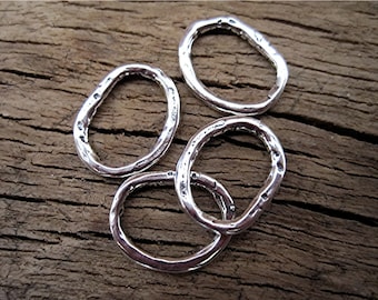 Artisan Rustic Sterling Silver Chain Closed Jump Ring and Link (set of 4) (X)