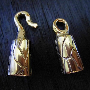 Goldbronze große handgefertigte geätzte Endkappe, Haken und Öse Verschluss (1 Set) (A)