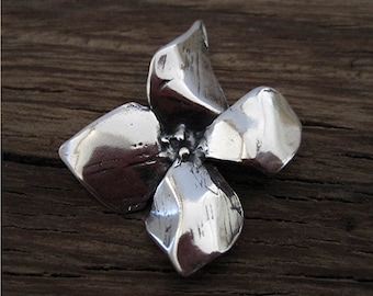 Artisan Sterling Silver Flower Link and Earring Charm (one) (A)