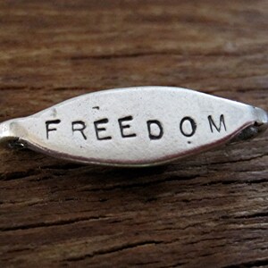 Stamped, Sterling Silver, Handmade, Freedom Bracelet Link (one)