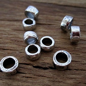 TWO 3.5mm Tiny Smooth Artisan Sterling Silver Bead Spacer and Slider (Set of 2) (X)