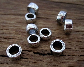 TWO 3.5mm Tiny Smooth Artisan Sterling Silver Bead Spacer and Slider (Set of 2)