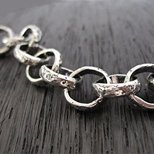 Textured Artisan Sterling Silver Rolo Link Chain (multiple lengths available) - MADE TO ORDER