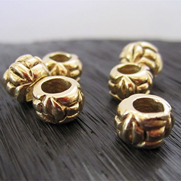 Handmade Artisan Detailed Round Bead and Slider in Gold Bronze (one bead)