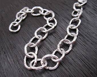 Artisan Handcrafted Smooth Organic Sterling Silver Link Chain (multiple lengths available)