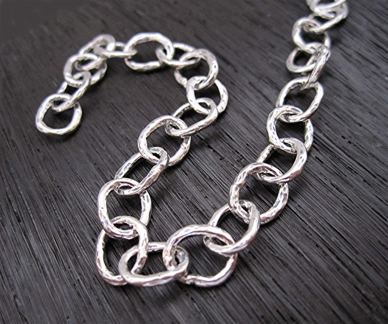 Artisan Handcrafted Smooth Organic Sterling Silver Link Chain multiple lengths available image 1