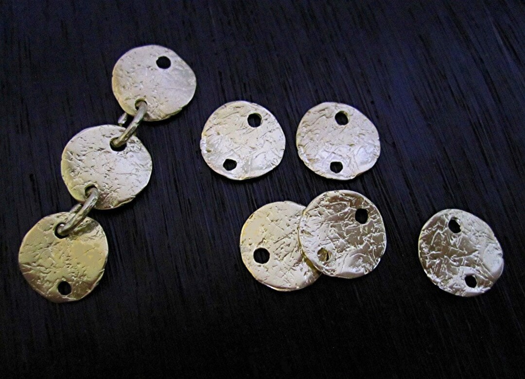 Gold Bronze Rustic Textured Small Disc Jewelry Links and Connectors ...