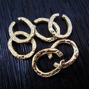 Rustic Gold Bronze Textured Artisan Open Jump Rings (set of 6)