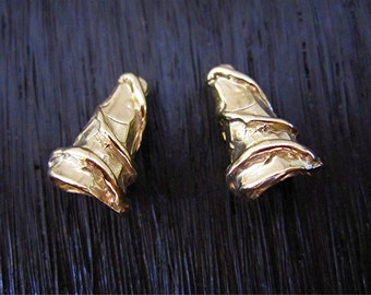 One Pair of Organic, Gold Bronze, Artisan, Rustic, Beading Cones (Two Cones) (NB)