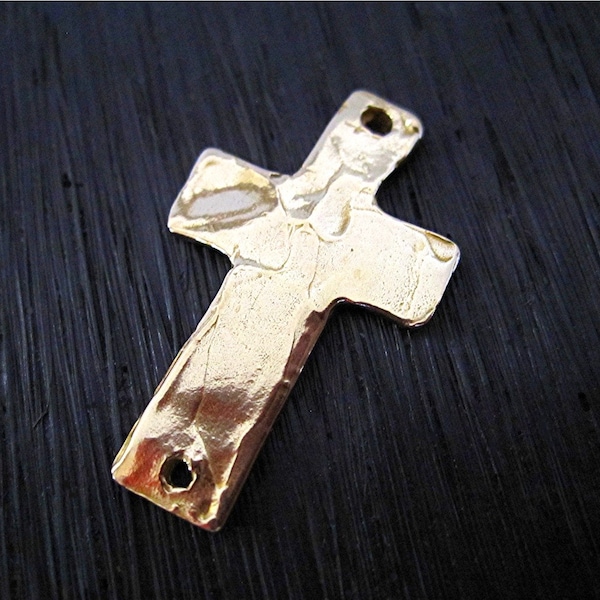 Rustic Simple Cross Link in Gold Bronze (one)