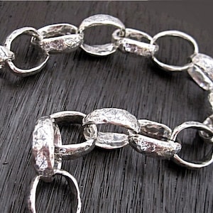 Large Artisan Textured Sterling Silver Oval Link Chain (multiple lengths available)