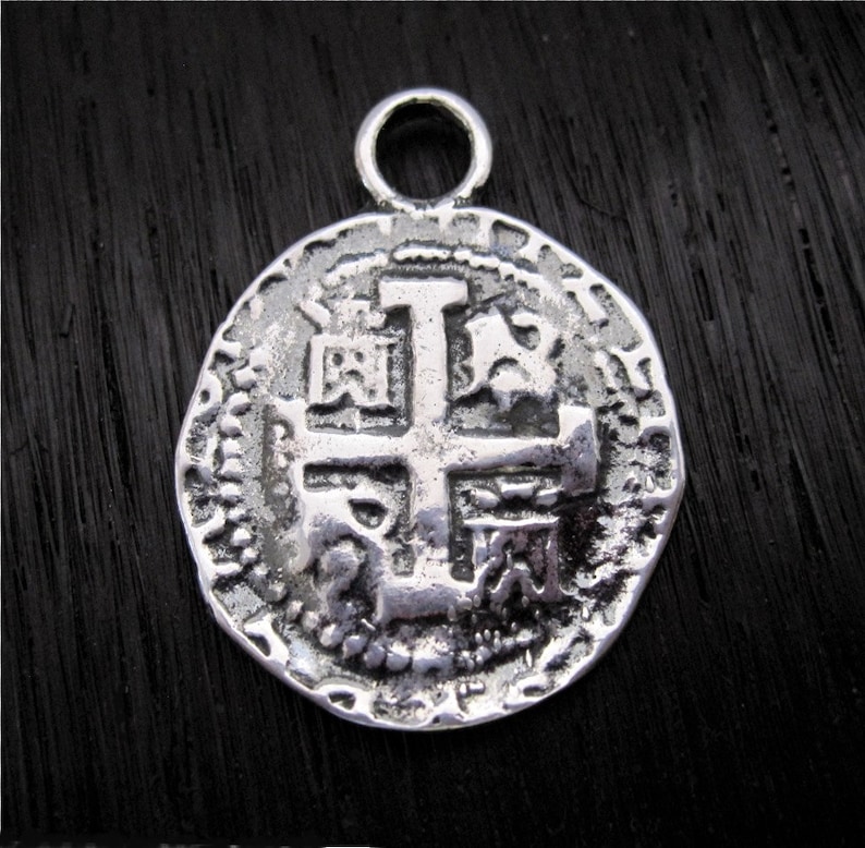 Gold Bronze Spanish Coin Replica Charm and Pendant one image 3