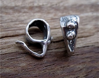 ONE Dotted Rustic Handcrafted Pendant Bail in Sterling Silver (one) (A)