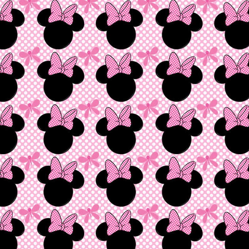 Minnie Mouse Digital Paper Pack, Polka Dots, Minnie Mouse Heads, Stars Printable Party Decor, Scrapbooking Paper Instant Download image 3