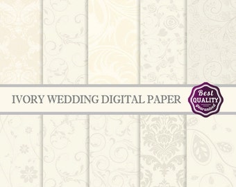 Wedding digital paper ivory beige craft paper pack Commercial use Card making Scrapbook paper * Printable, Instant Download