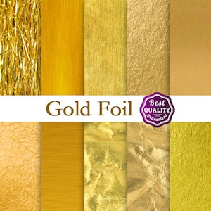 Gold Foil Digital Paper - Metallic Gold Digital Paper * Gold Foil  - Instant download Gold Paper - printable paper