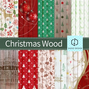2020 Christmas digital papers, 10 wood designs - printable, Christmas pack, Rustic Wood Backgrounds, Holiday Scrapbook Paper