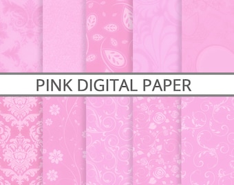 Pink Digital Scrapbook Paper Set * 10 pinkpapers for Scrapbooking & Crafts, Wedding, girls * Printable, Instant Download