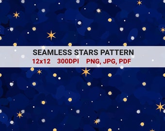 Seamless Glitter Night Sky digital paper, Starry Skies Digital Paper, Star Digital Paper, Seamless Pattern, Printable, 300 dpi
