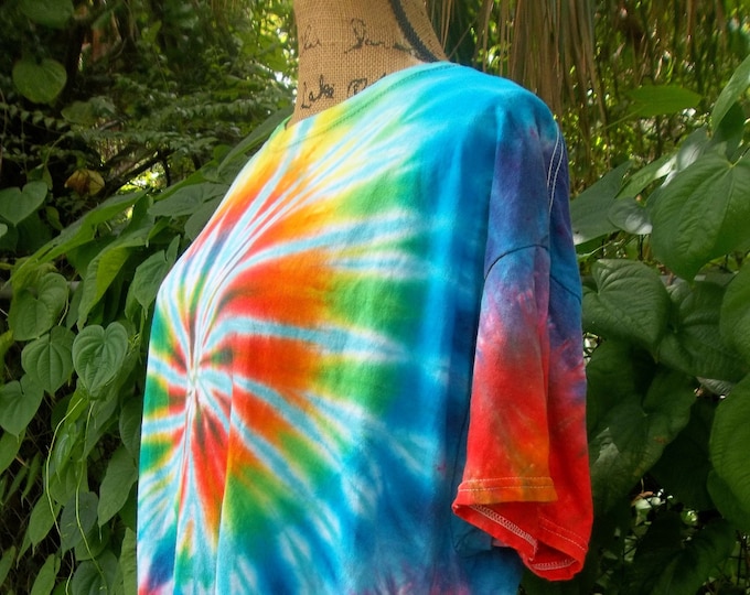 Aqua Colorwash Rainbow Tie Dye, Hand Dyed, Made to Order