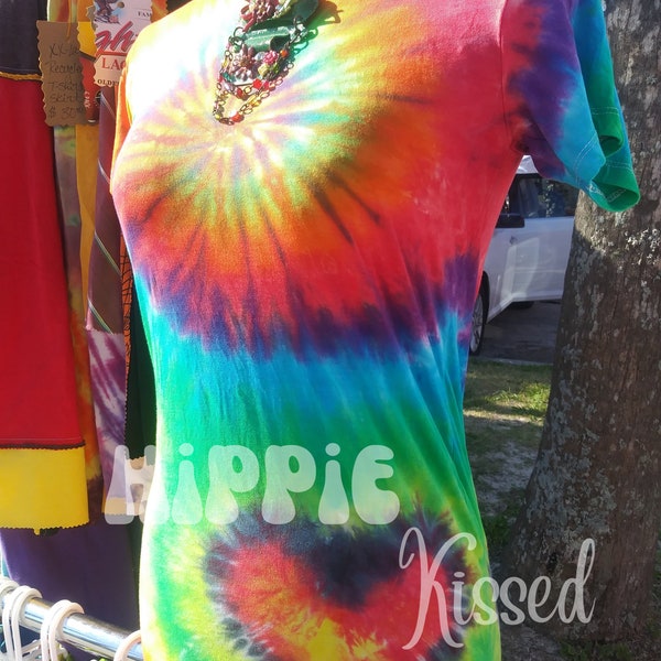 Vibrant Rainbow Heart Tie Dye, Hand Dyed, Made to Order