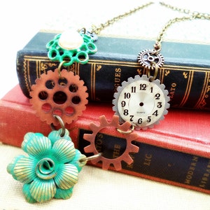 Steampunk Flower Assemblage Necklace