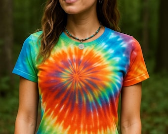 Klassieke regenboog tie-dye, met de hand geverfd, op bestelling gemaakt