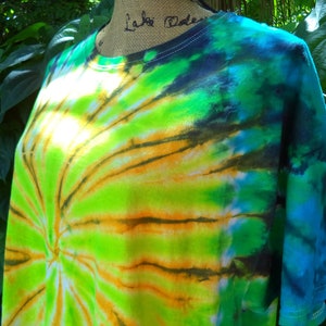 Bright Blue and Green Tie Dye, Hand Dyed, Made to Order
