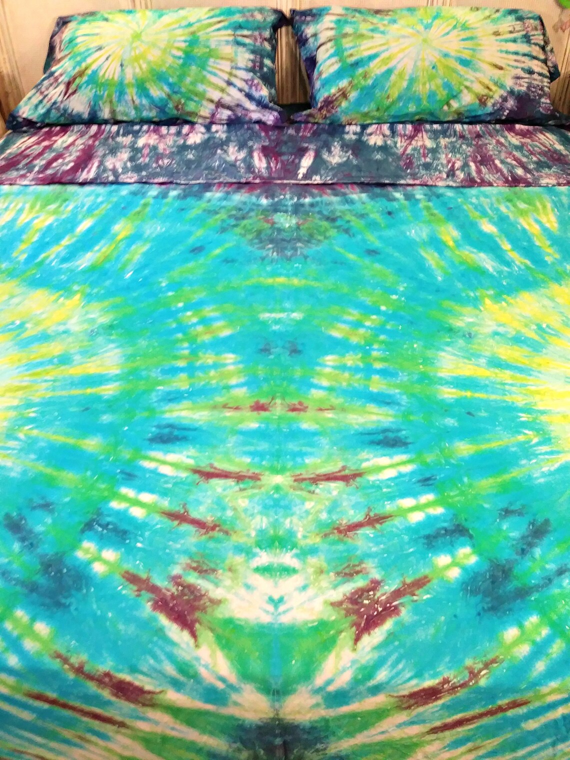 4 Piece Tie Dyed Sheet Set Tie Dyed Cotton Jersey Sheets Etsy