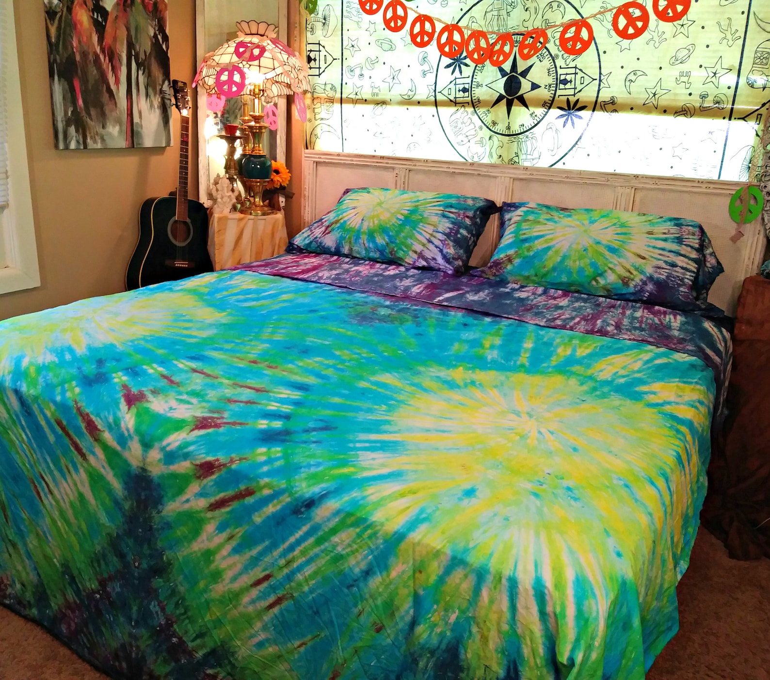 4 Piece Tie Dyed Sheet Set Tie Dyed Cotton Jersey Sheets Etsy