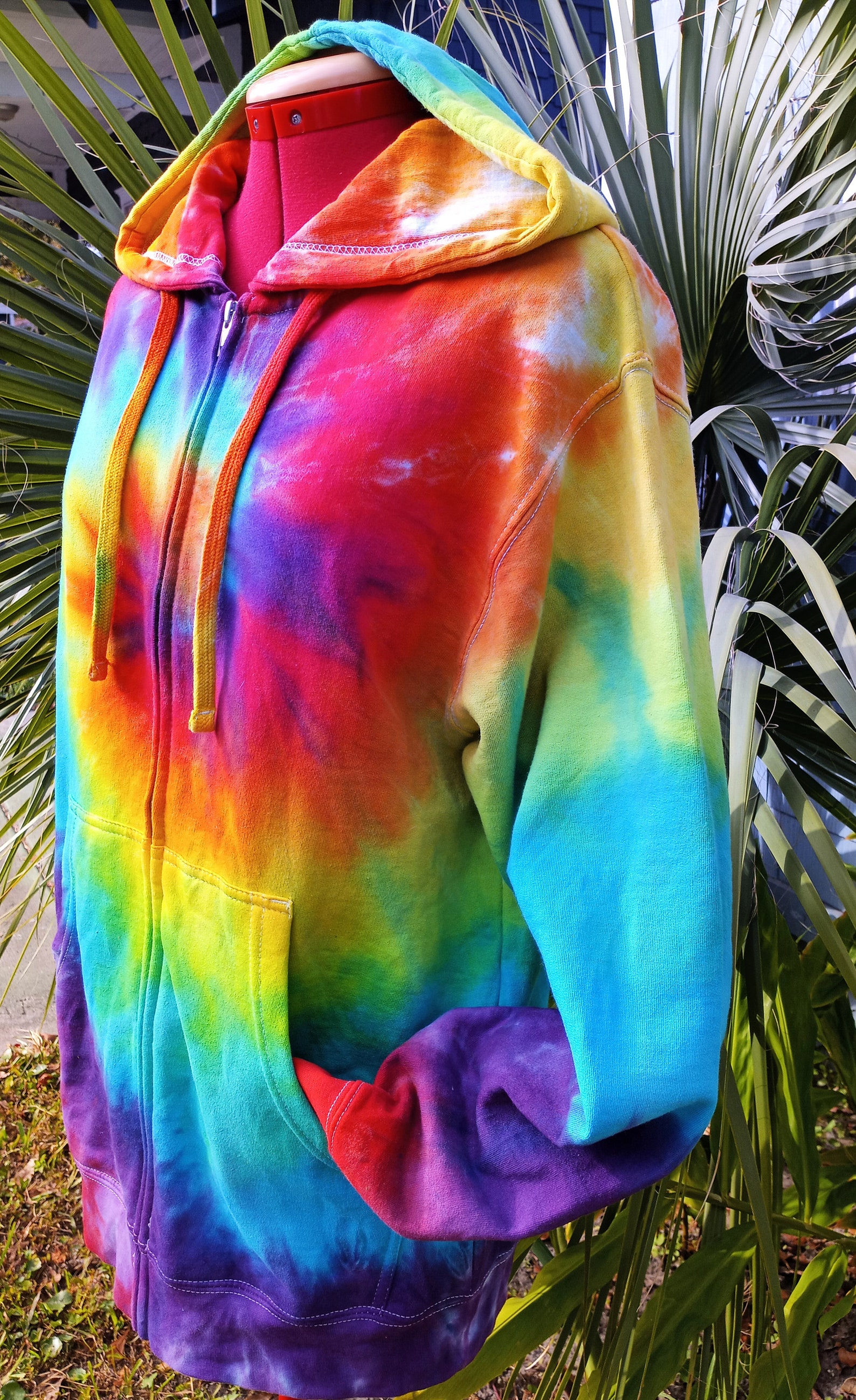 Tie Dye Zip up Hoodie Rainbow Hand Dyed Made to Order Etsy