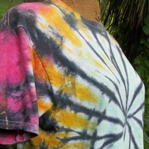 Vibrant Pink Orange Green Tie Dye, Hand Dyed, Made to Order