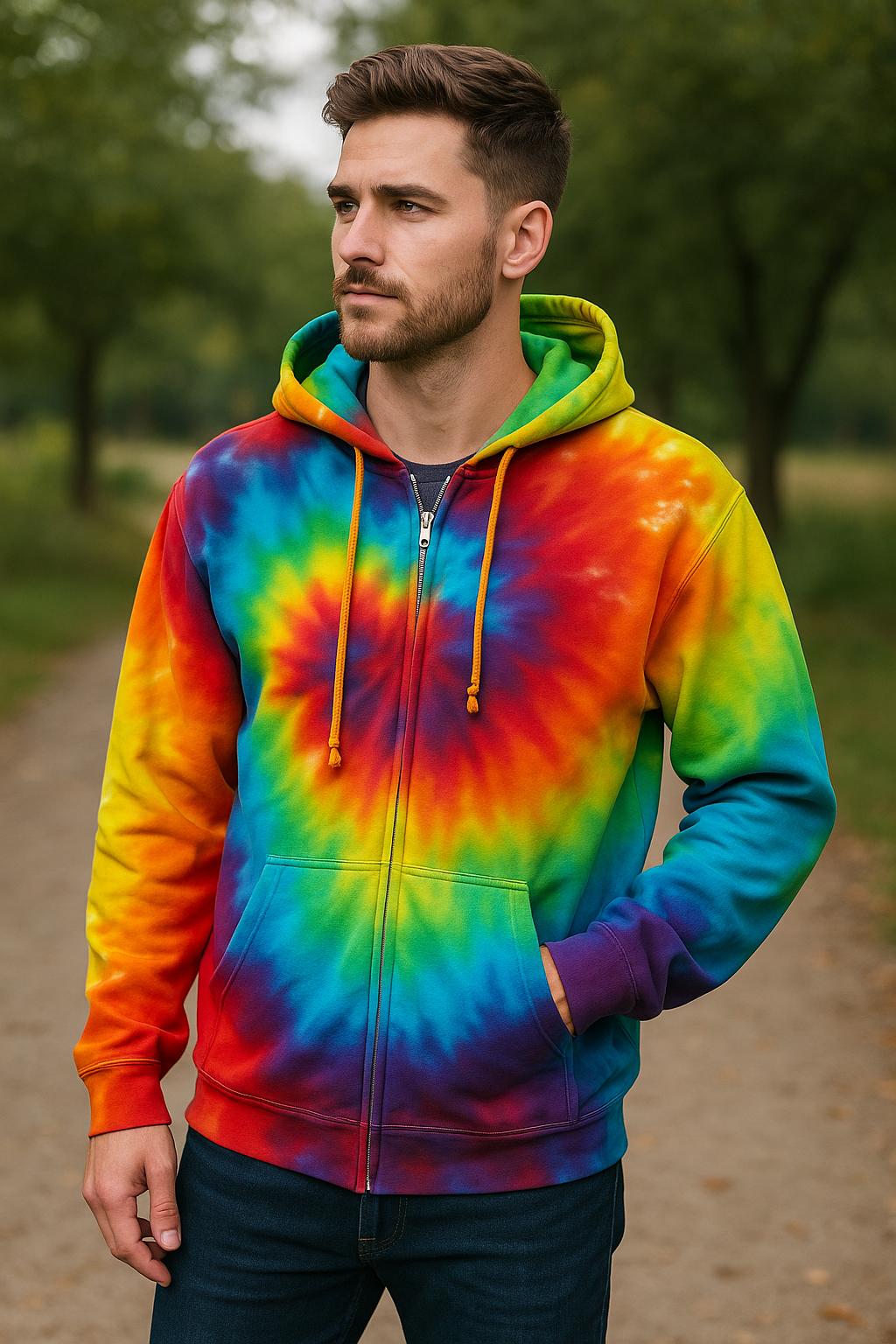 【KIXI】★(UNISEX) Tie Dye Hooded Zip Up Tie Dye Zip Hoodie | Shelfies