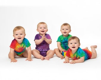 Tie Dye Short Sleeve Baby Onesie – Handmade Infant Bodysuit, Pick Your Color, Newborn Hippie Outfit, Baby Shower Gift, Made to Order