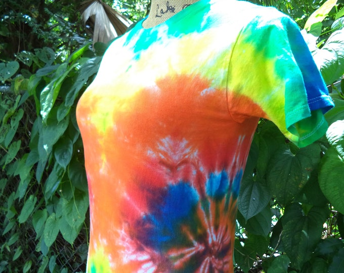 Side Spiral Rainbow Tie Dye, Hand Dyed, Made to Order
